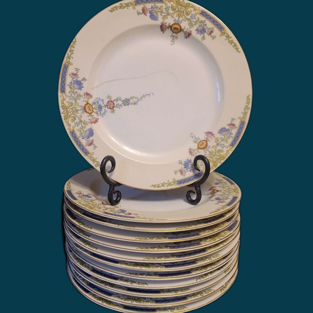 Hutschenreuther Selb HUT6 Floral & Swag Flat Dinner‎ Platel 1920's Antique